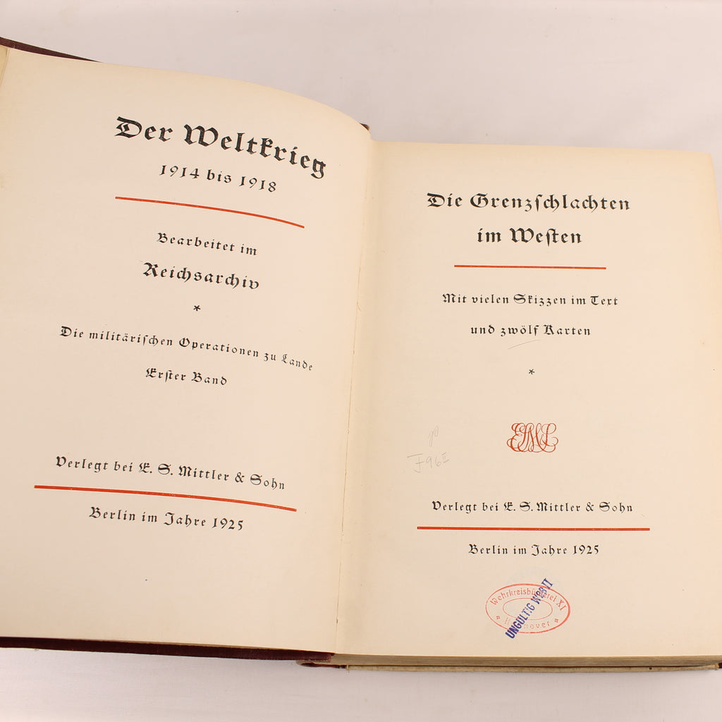 La guerra mondiale 1914-1918 - Reichsarchiv Volume 1 - E. S. Mittler & Sohn, Berlino 1925
