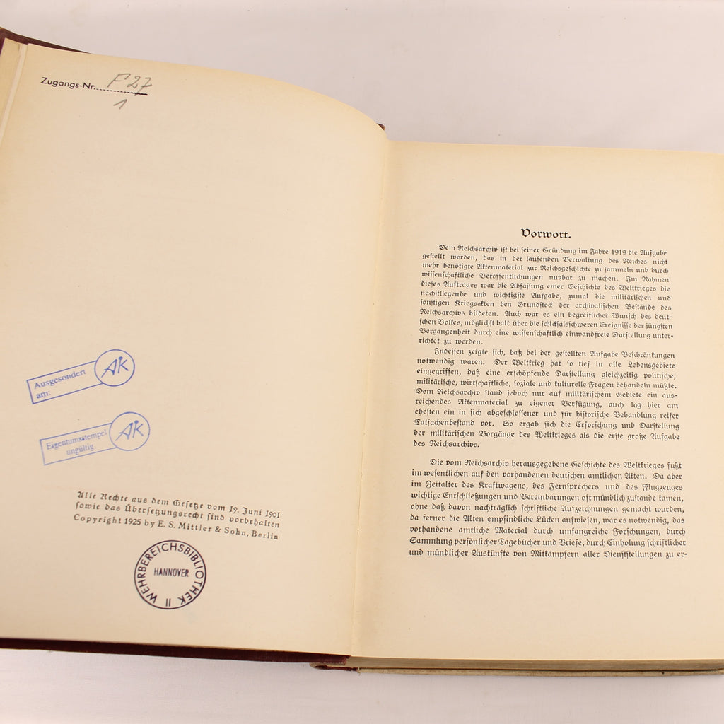 La guerra mondiale 1914-1918 - Reichsarchiv Volume 1 - E. S. Mittler & Sohn, Berlino 1925