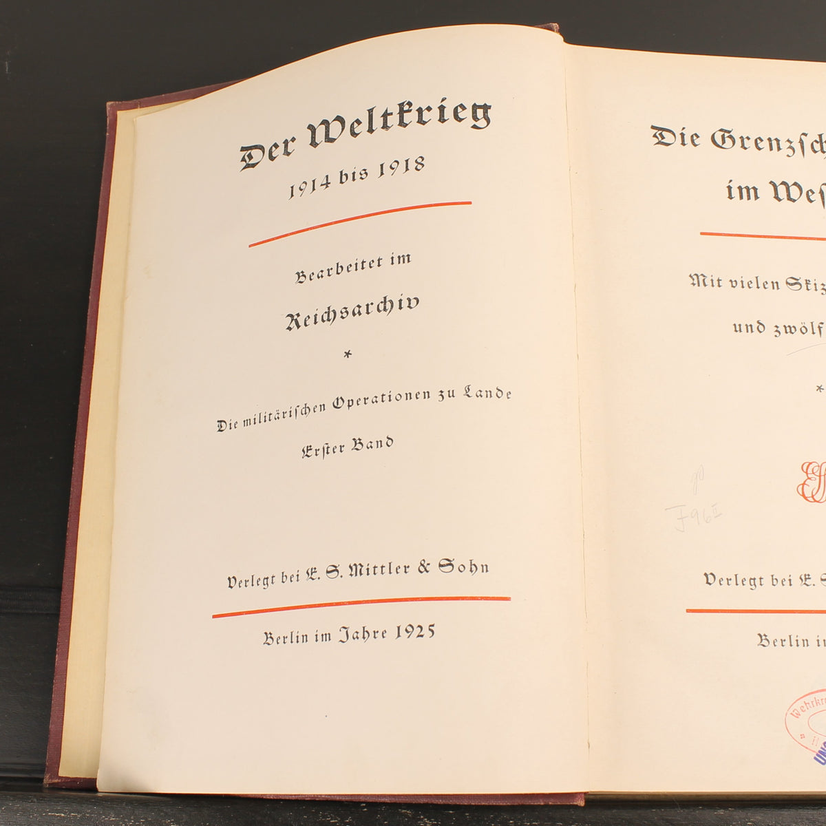 La guerra mondiale 1914-1918 - Reichsarchiv Volume 1 - E. S. Mittler & Sohn, Berlino 1925