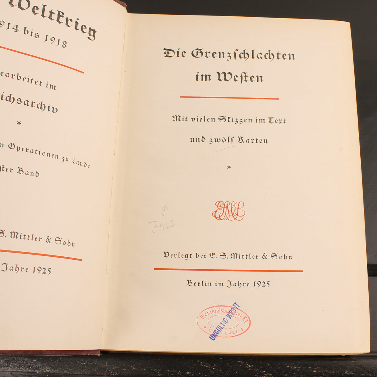 La guerra mondiale 1914-1918 - Reichsarchiv Volume 1 - E. S. Mittler & Sohn, Berlino 1925