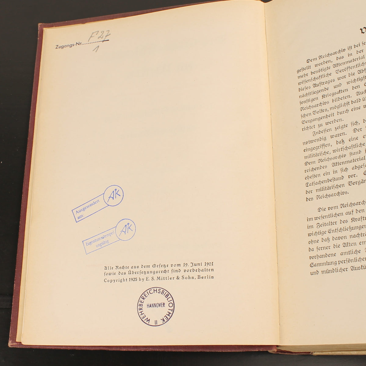La guerra mondiale 1914-1918 - Reichsarchiv Volume 1 - E. S. Mittler & Sohn, Berlino 1925