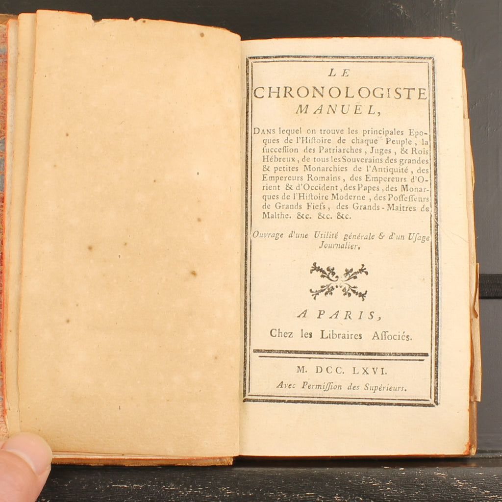 Le Chronologiste Manuel | Libraires Associés - Paris 1766 | Chaudon | Falttabelle
