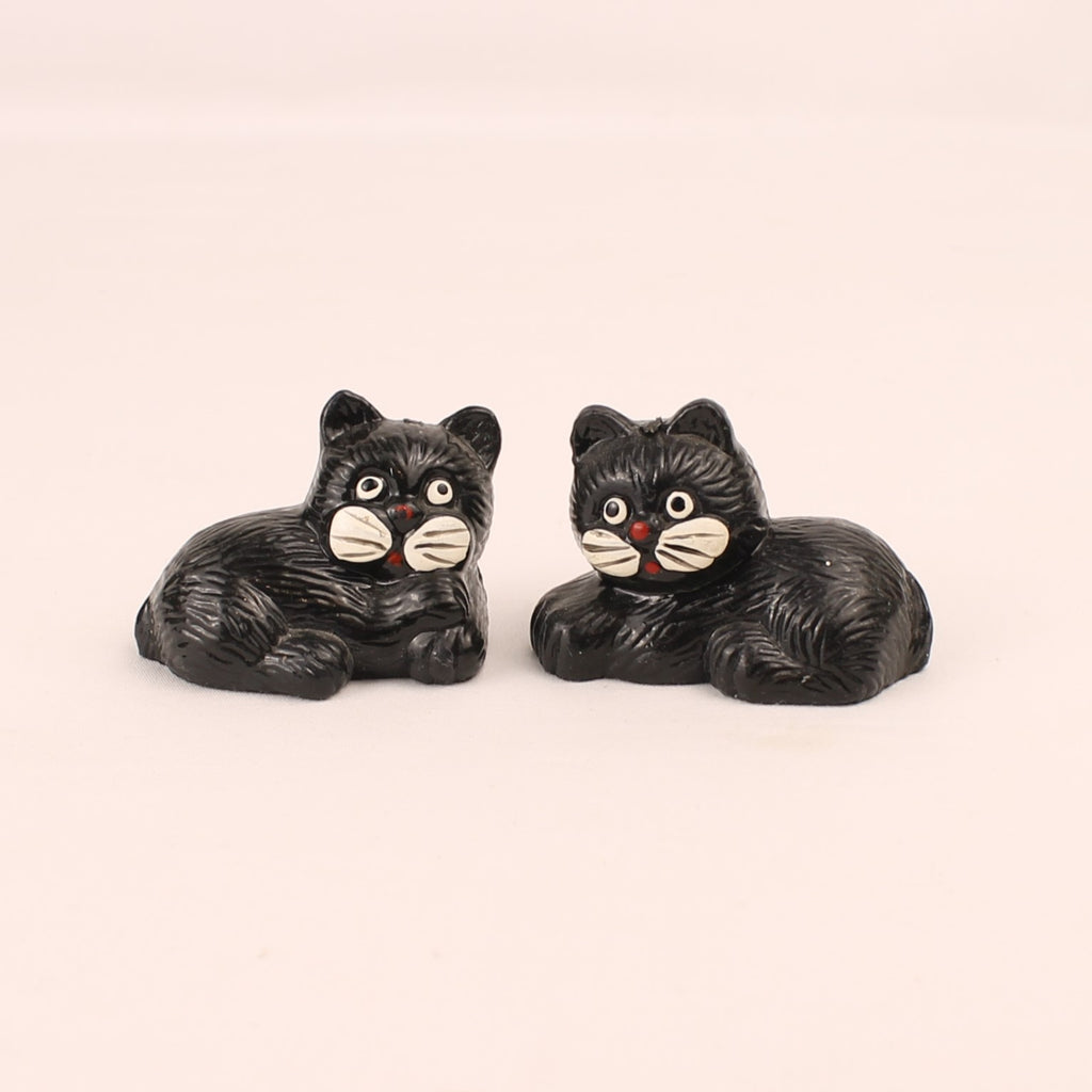 Duo de chats noirs | Statuettes vintage en résine