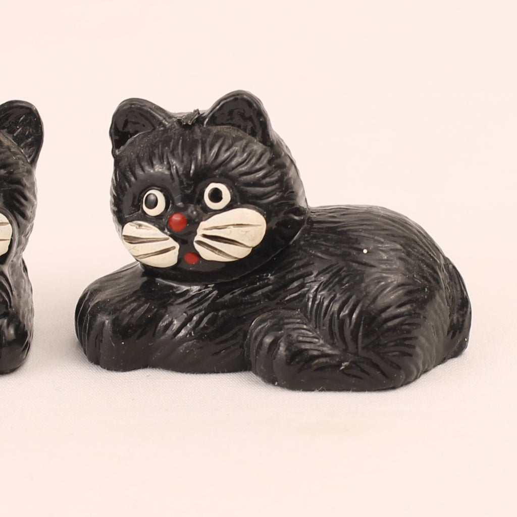 Duo de chats noirs | Statuettes vintage en résine