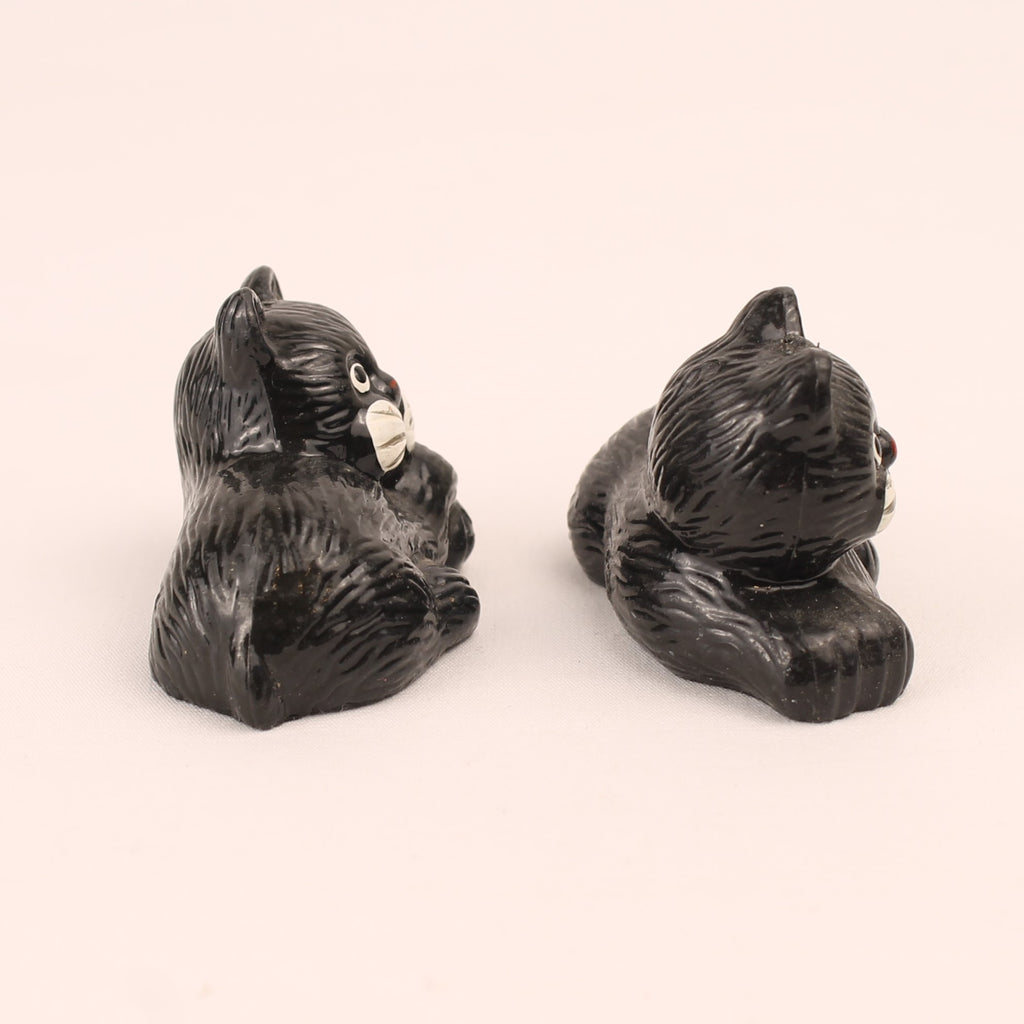 Duo de chats noirs | Statuettes vintage en résine