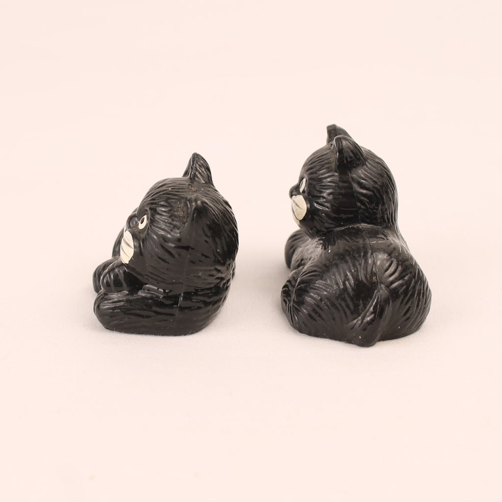 Duo de chats noirs | Statuettes vintage en résine