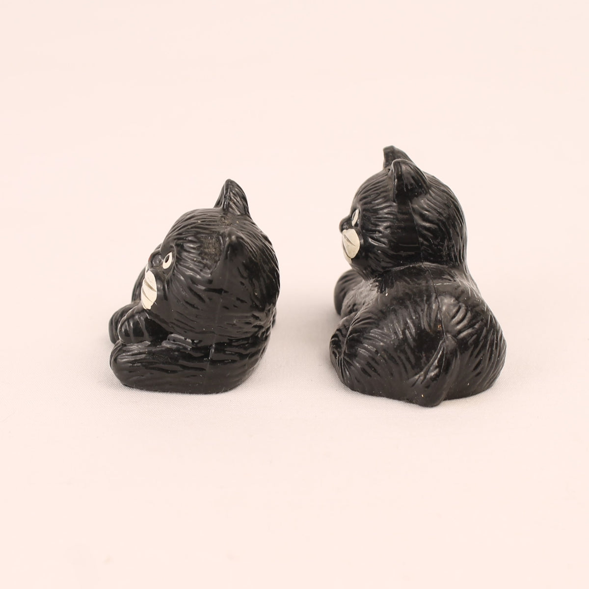 Dúo de gatos negros | Figuras de resina vintage