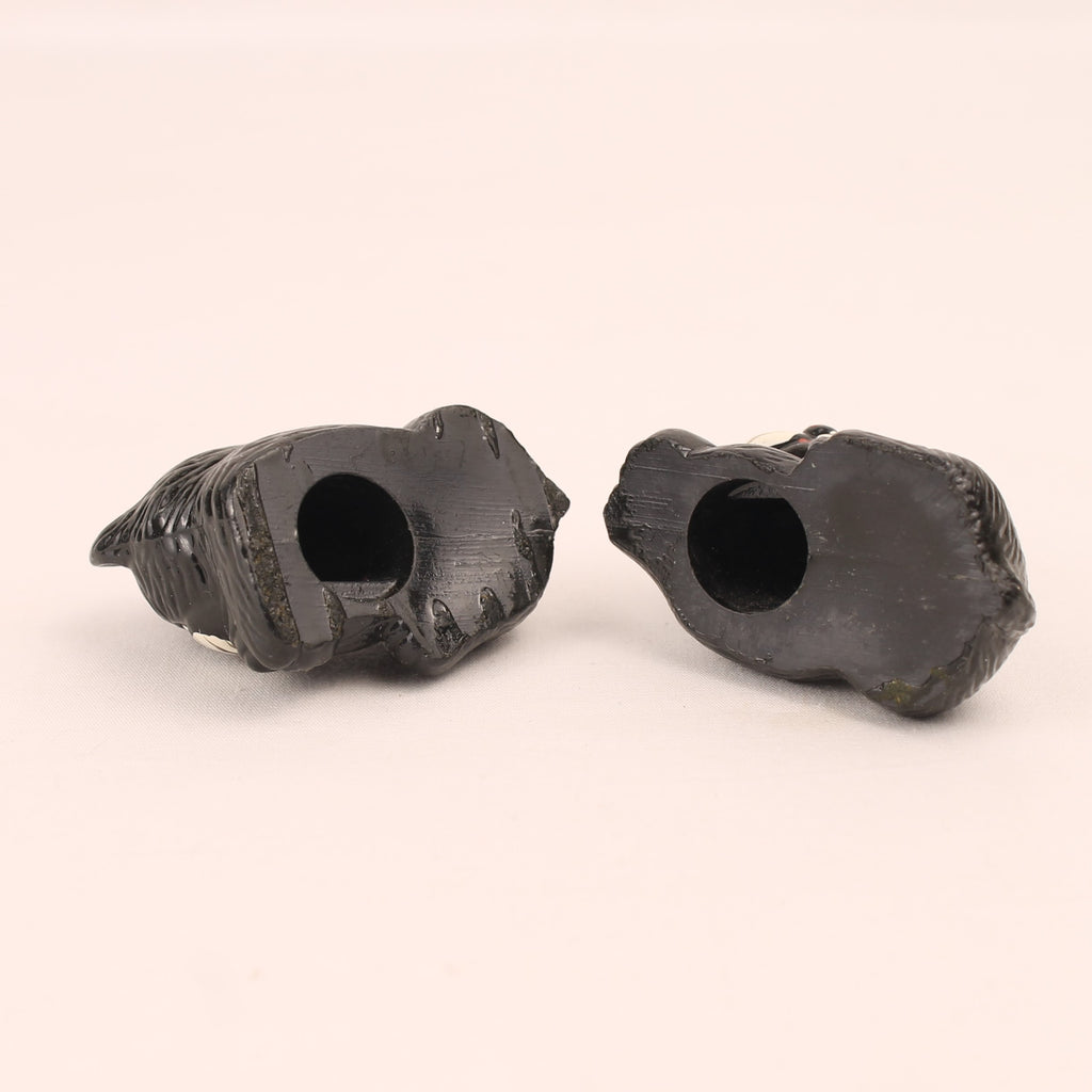 Duo de chats noirs | Statuettes vintage en résine