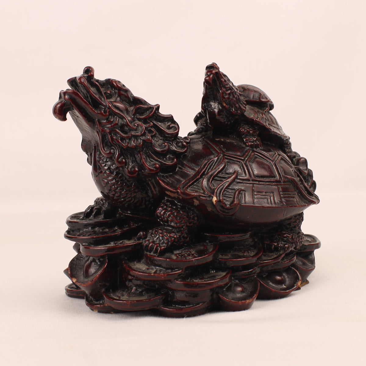 Tortugas dragón chinas Longgui sobre Yuanbao | Estatua de Feng Shui | 12 cm