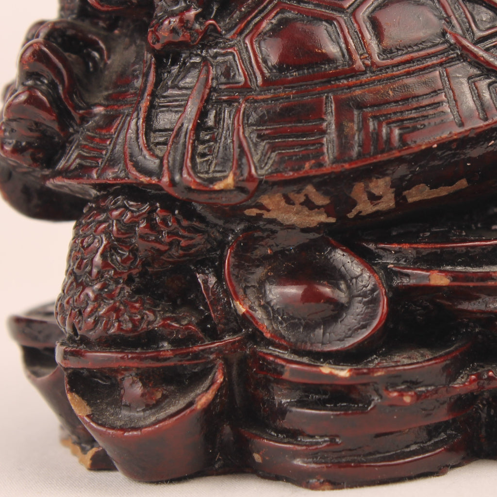 Chinesische Longgui Drachenschildkröten auf Yuanbao | Feng-Shui-Figur | 12 cm
