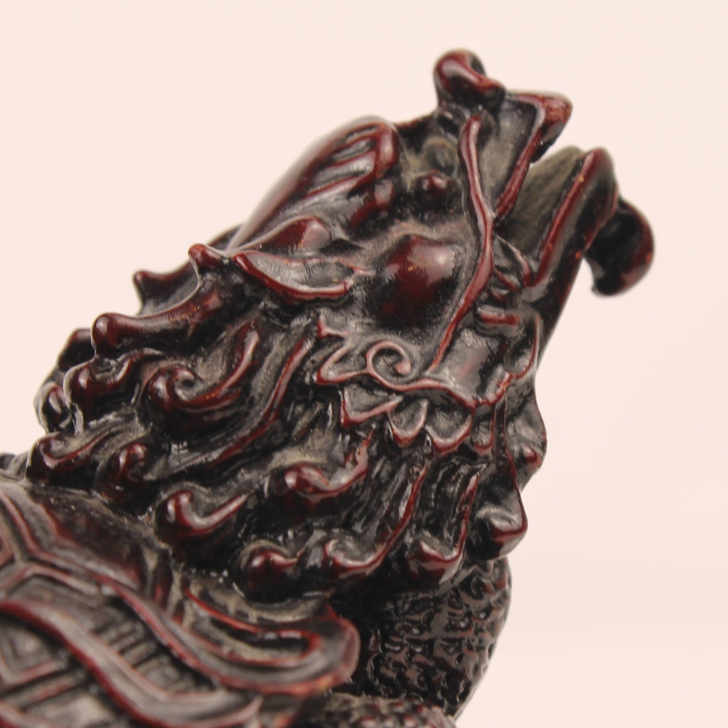 Chinesische Longgui Drachenschildkröten auf Yuanbao | Feng-Shui-Figur | 12 cm
