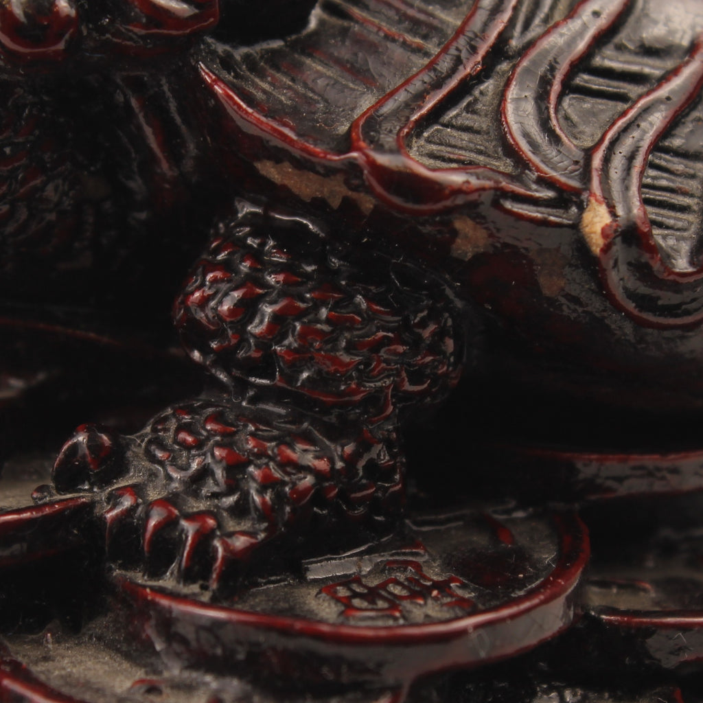 Chinesische Longgui Drachenschildkröten auf Yuanbao | Feng-Shui-Figur | 12 cm