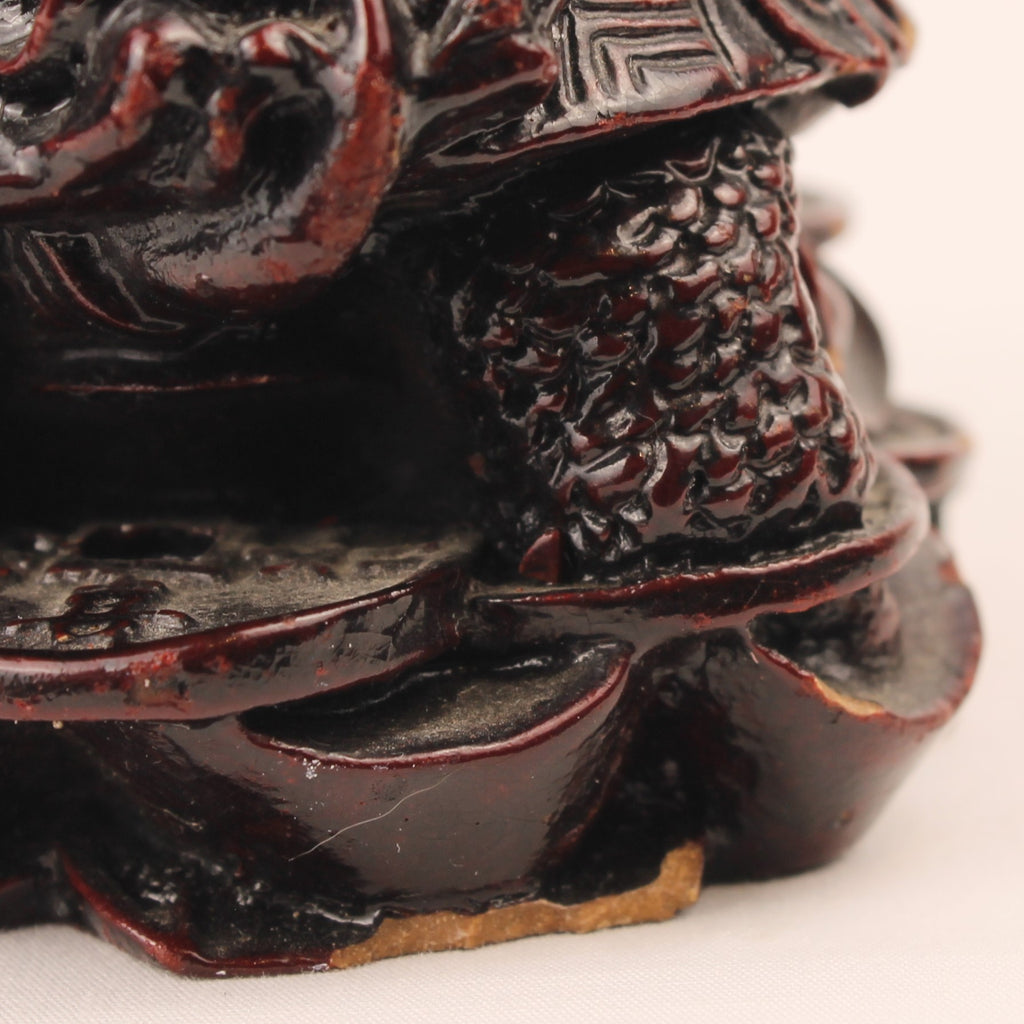 Chinesische Longgui Drachenschildkröten auf Yuanbao | Feng-Shui-Figur | 12 cm