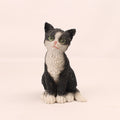 Black and White Cat Figurine with Green Eyes | Painted Resin | 10 cm