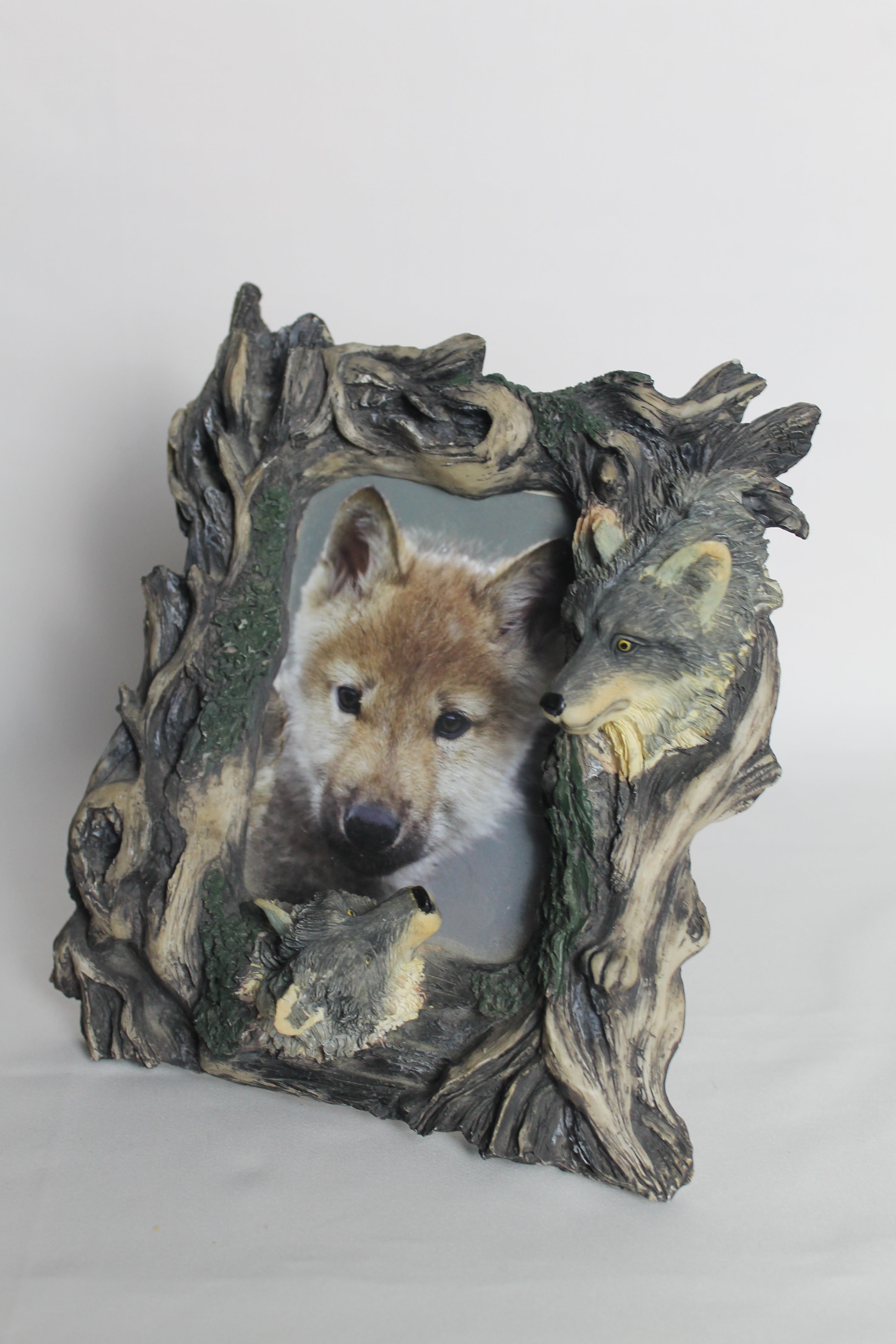 Wolven fotolijst | Handgeschilderd resin