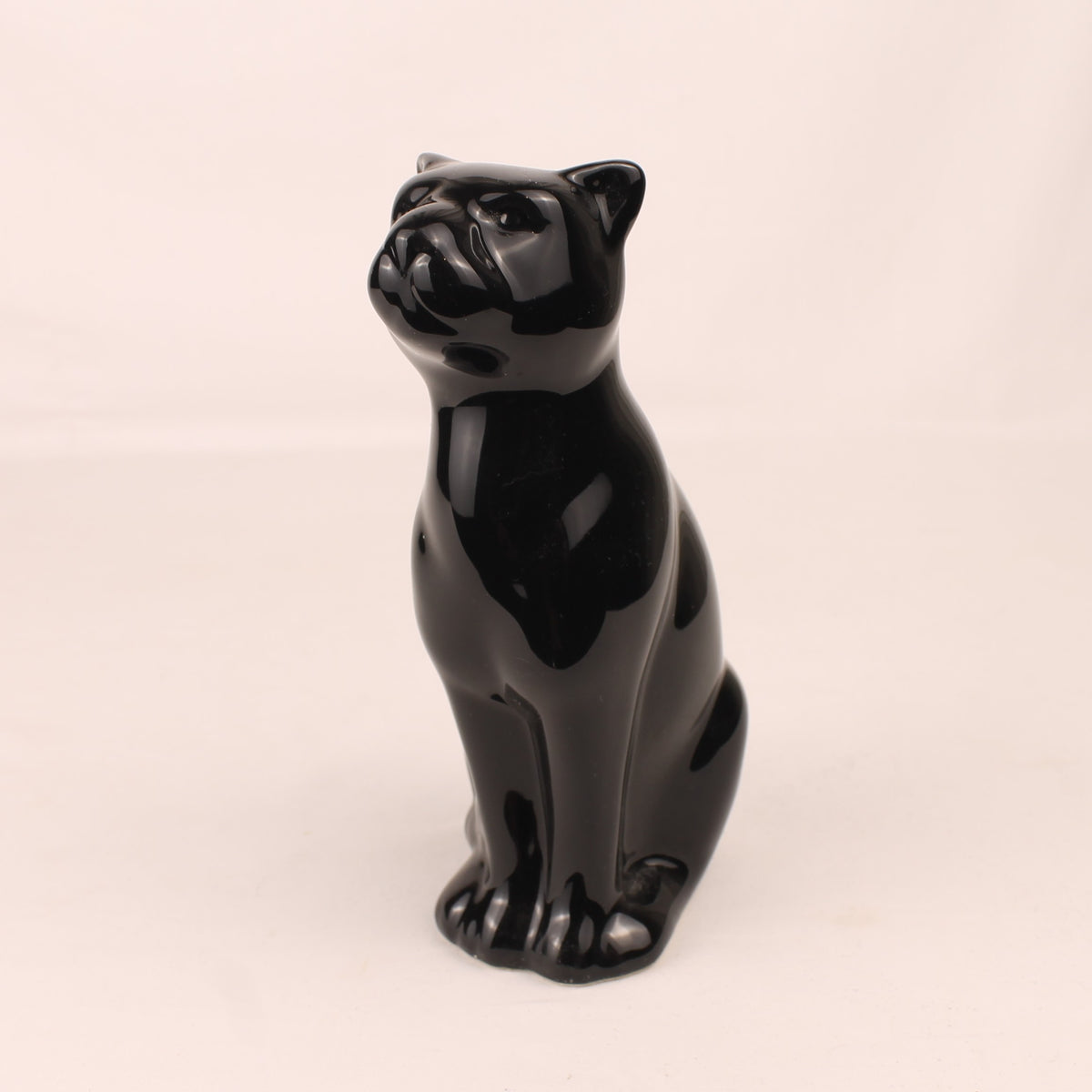 Schwarzer Keramik-Panther | Hochglanz Retro-Figur | 15 cm