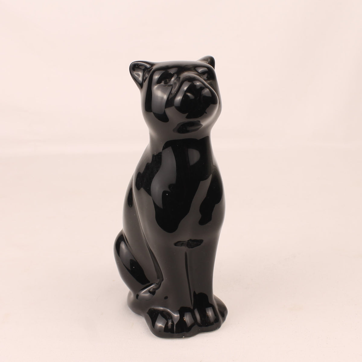Schwarzer Keramik-Panther | Hochglanz Retro-Figur | 15 cm