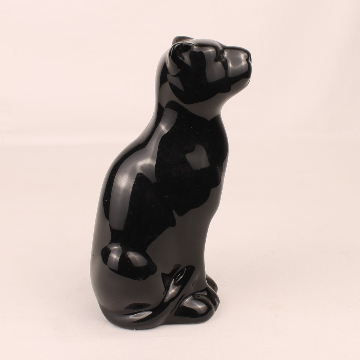 Pantera de cerámica negra | Figura retro de alto brillo | 15 cm