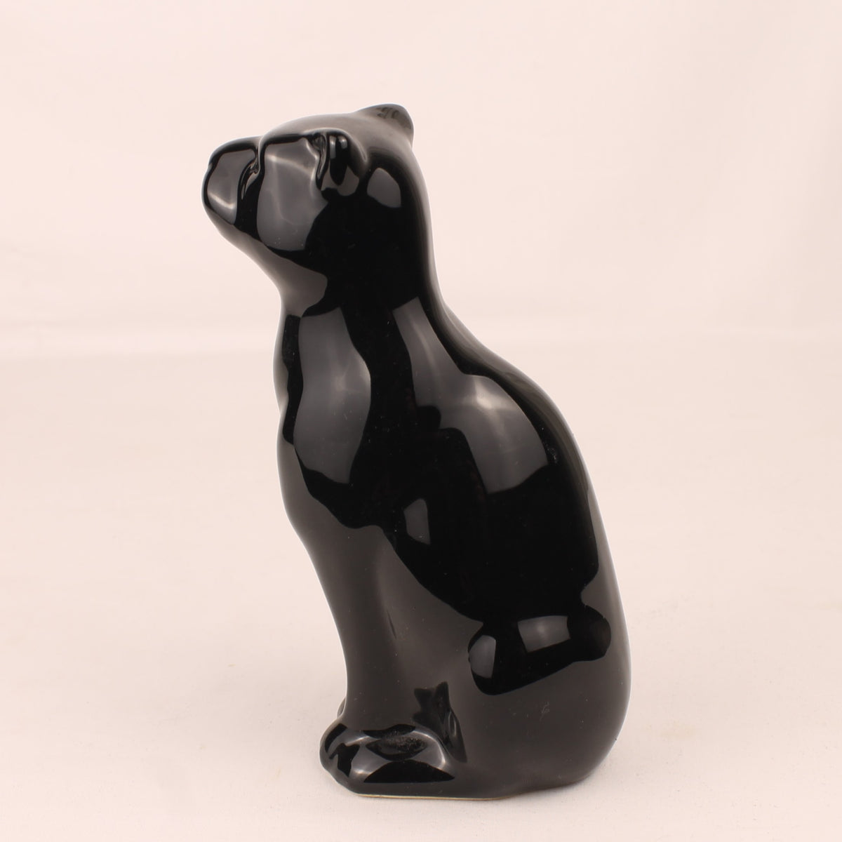 Pantera de cerámica negra | Figura retro de alto brillo | 15 cm