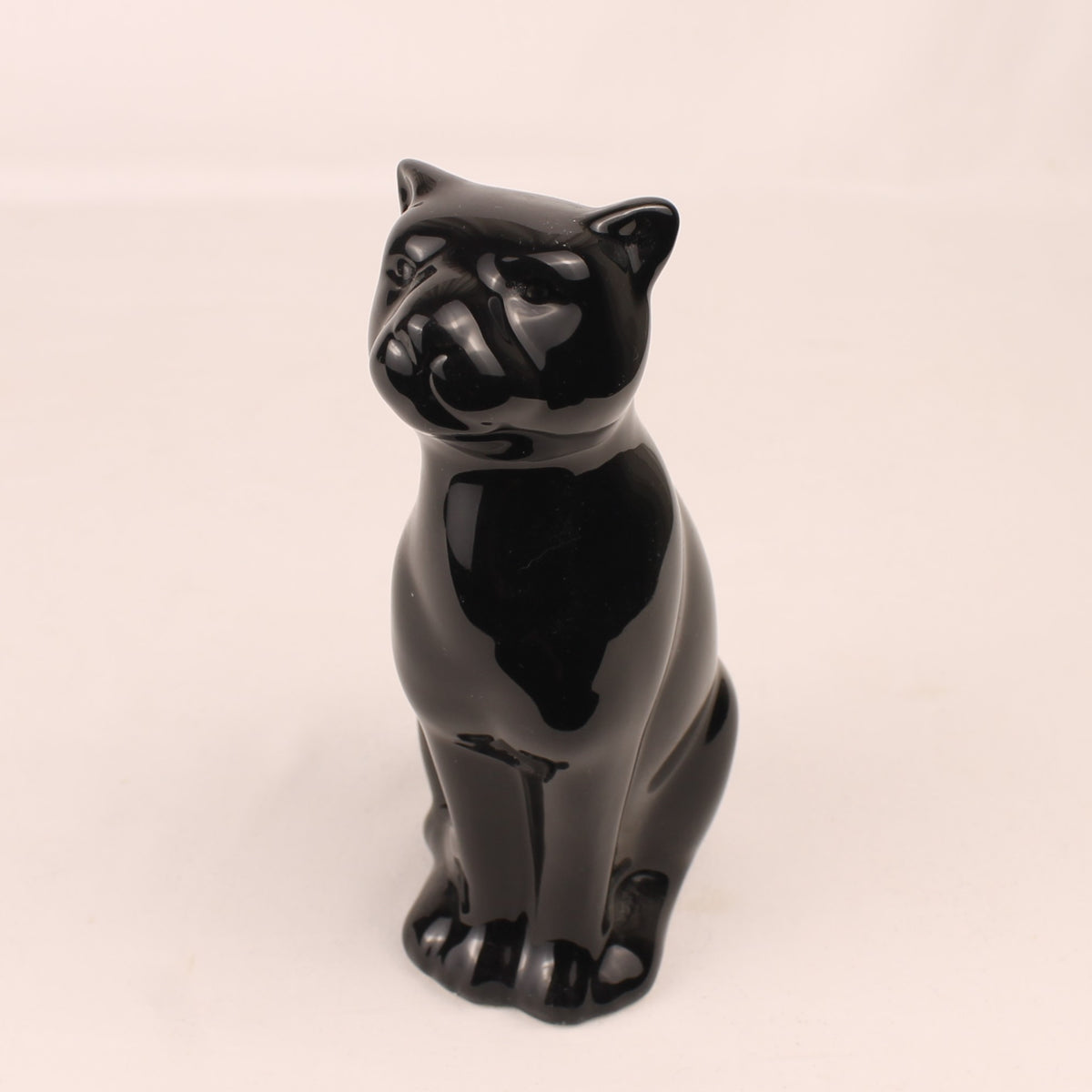 Pantera de cerámica negra | Figura retro de alto brillo | 15 cm