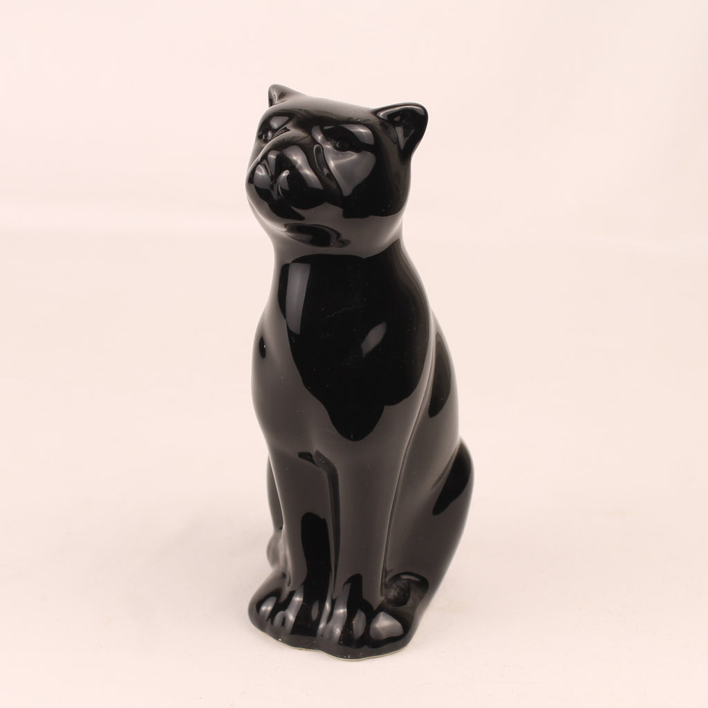 Schwarzer Keramik-Panther | Hochglanz Retro-Figur | 15 cm