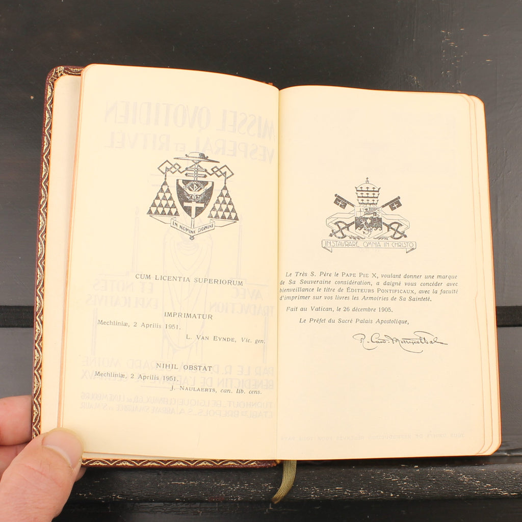 Daily Vespers and Ritual Missal - Dom Gérard - Brepols 1951 - Vintage French-Latin Missal