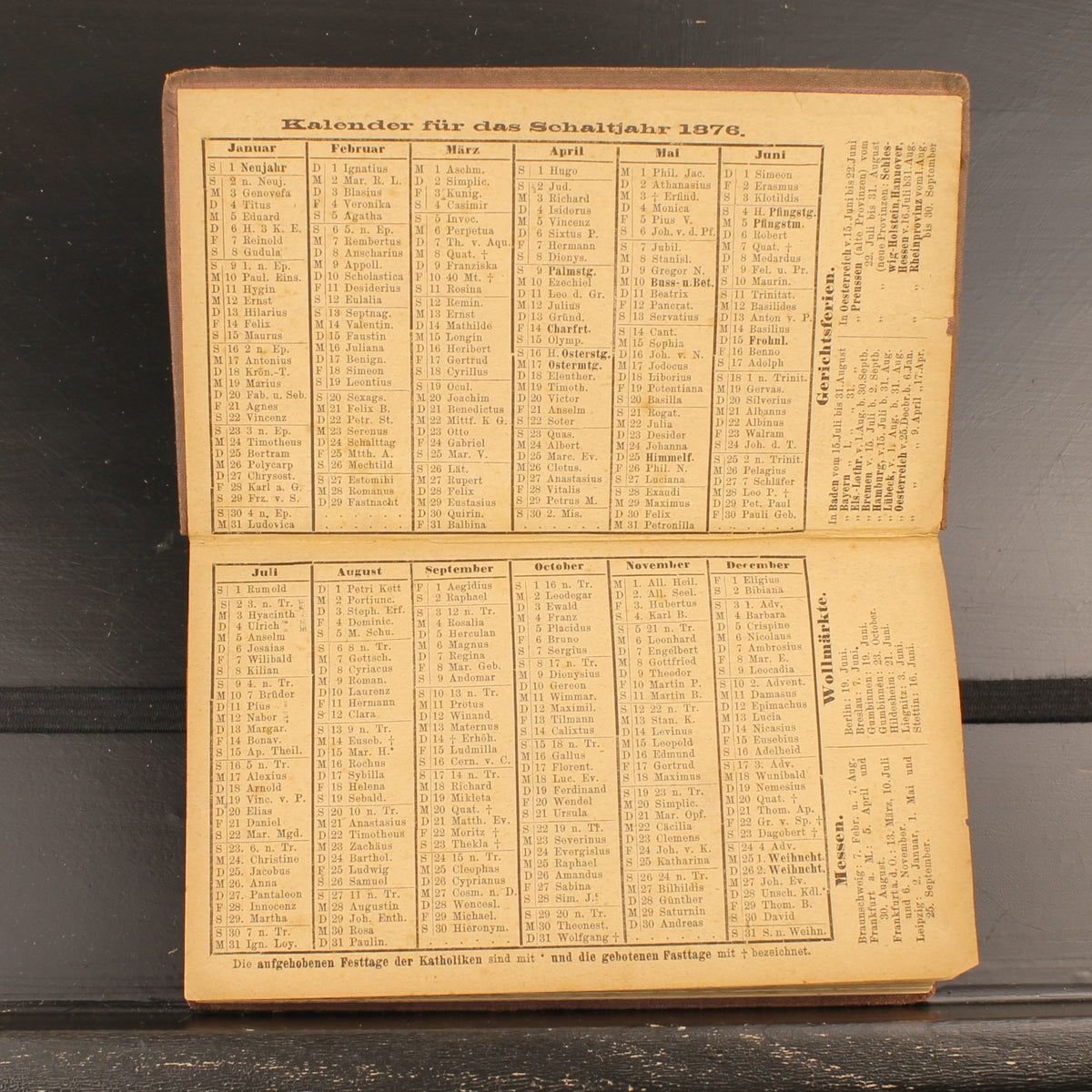 Calendario commerciale per il traffico mondiale di C. Regenhardt | Primo anno 1876