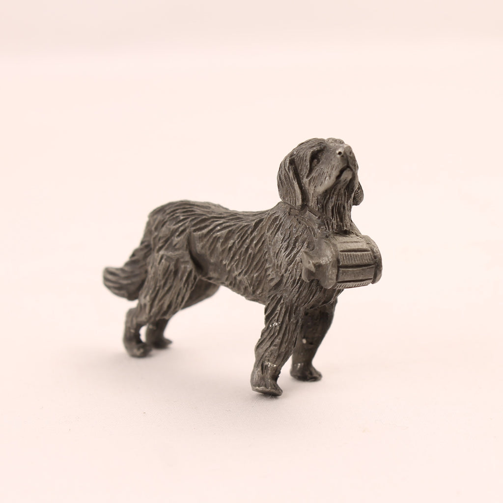 Saint Bernard with Rescue Barrel | Metal Miniature | 6 cm