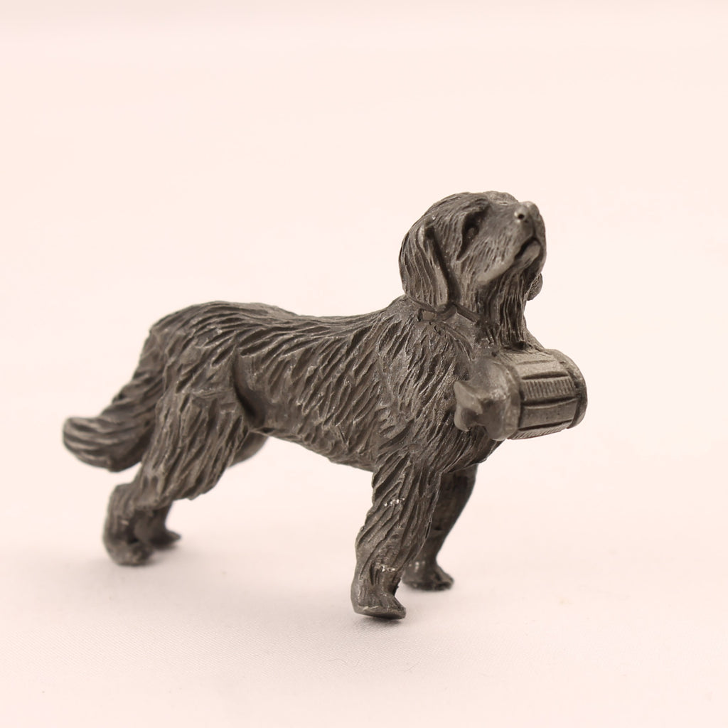 Saint Bernard with Rescue Barrel | Metal Miniature | 6 cm