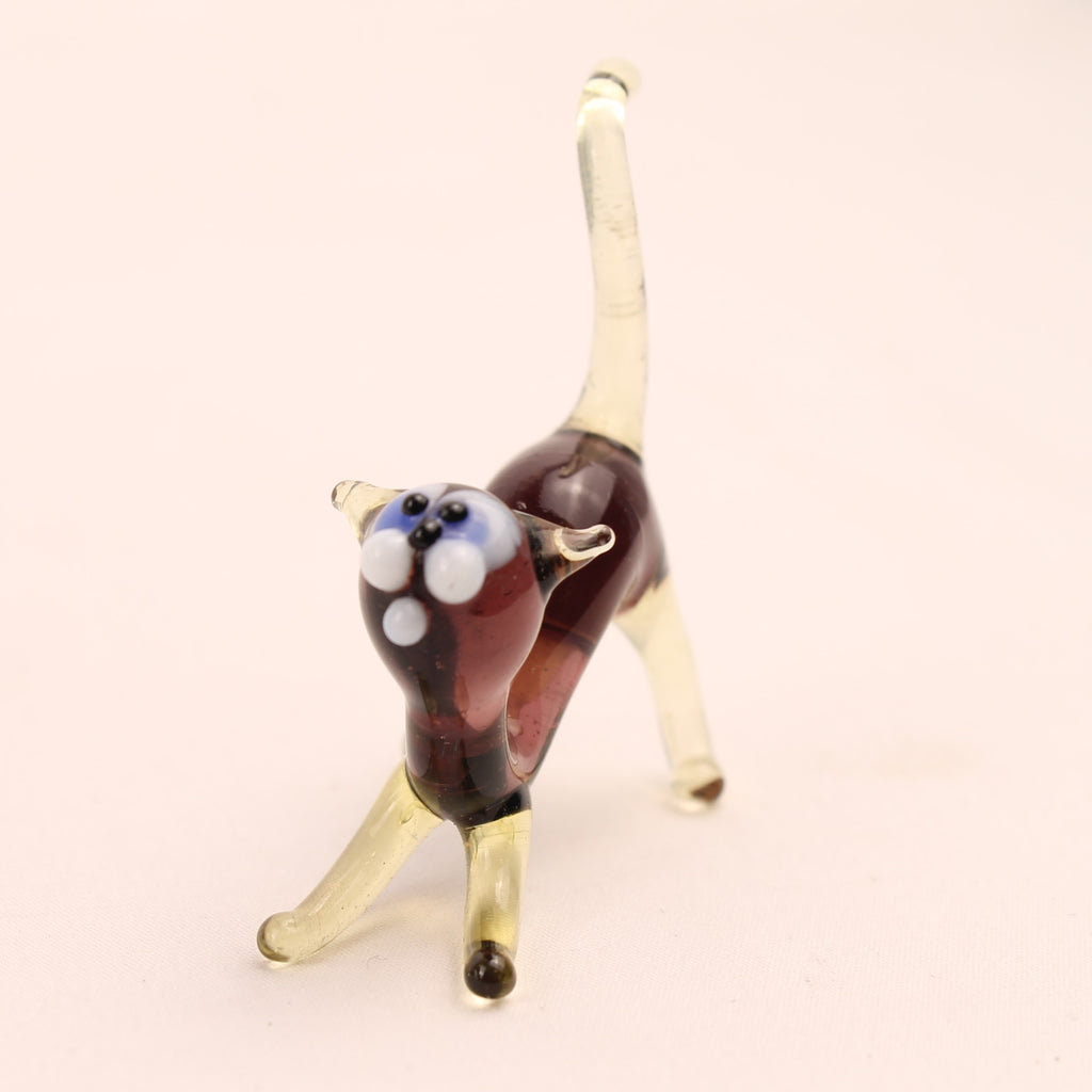 Gato de Cristal | Figura de Lampwork Hecha a Mano | 5 cm