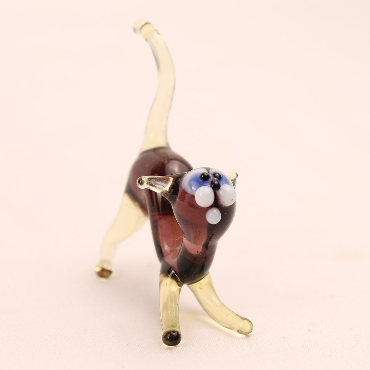 Gato de Cristal | Figura de Lampwork Hecha a Mano | 5 cm