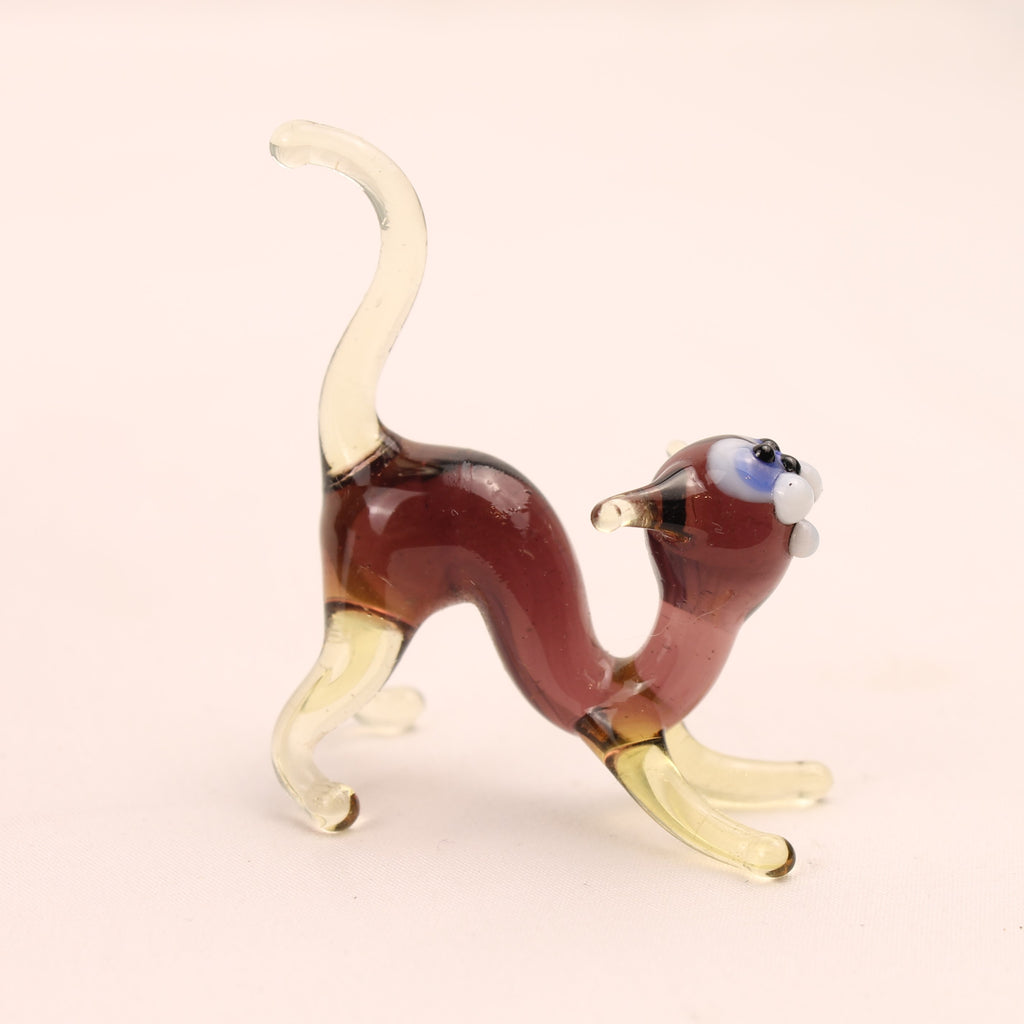 Gato de Cristal | Figura de Lampwork Hecha a Mano | 5 cm