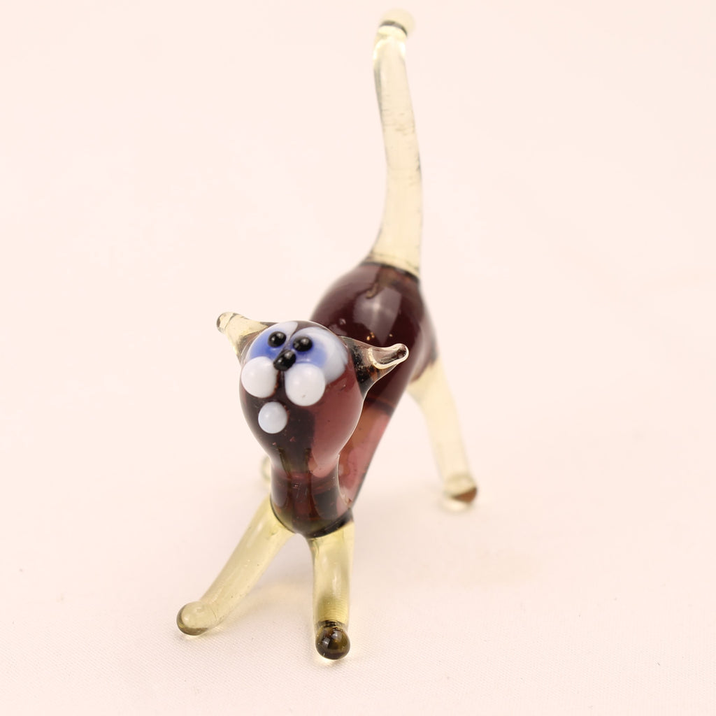 Gato de Cristal | Figura de Lampwork Hecha a Mano | 5 cm