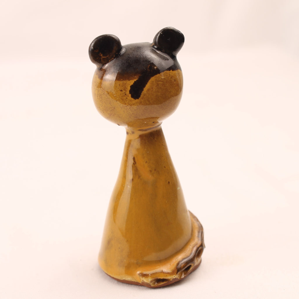 Gato de cerámica | Cerámica marrón moldeada a mano | 7,5 cm