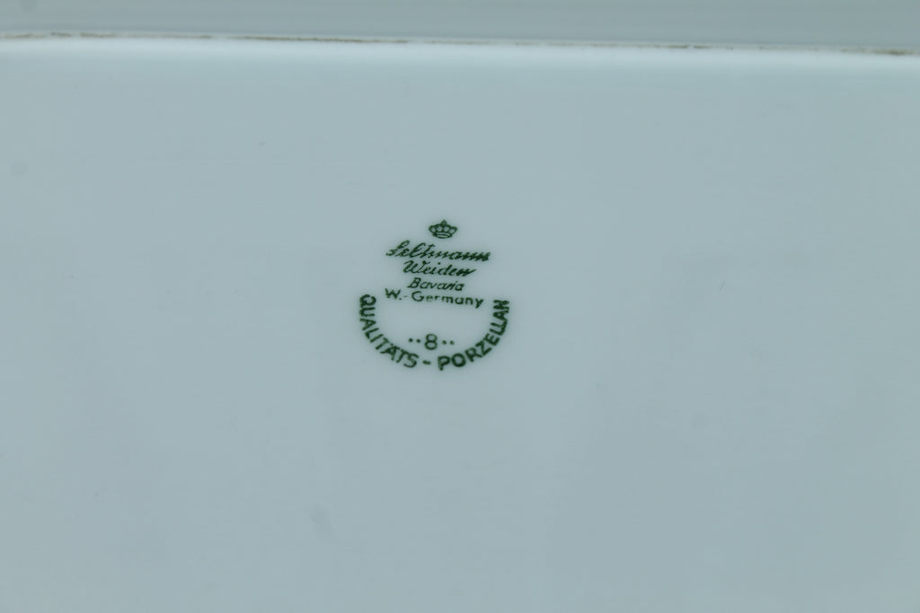 Seltmann Weiden Bavaria | West Duitsland | Porseleinen Serveerschaaltje/Plateau | Rood Transferdecor & Goudrand (18 cm)