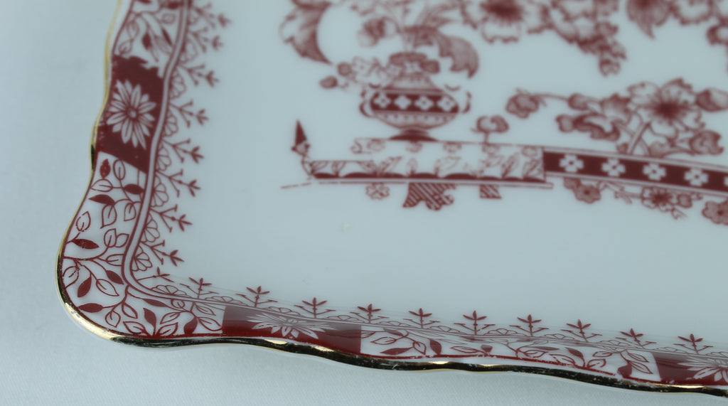 Seltmann Weiden Bavaria | West Duitsland | Porseleinen Serveerschaaltje/Plateau | Rood Transferdecor & Goudrand (18 cm)