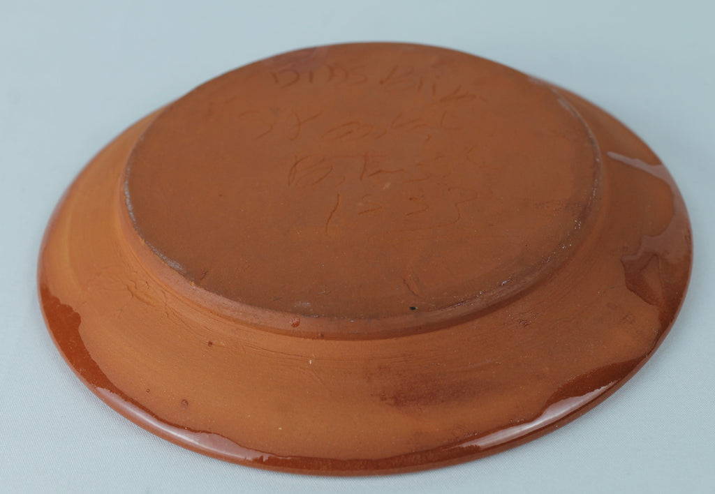 Handbeschilderd Spaans Aardewerk Bordje (16 cm) – Polychroom Bloemmotief & Terracotta Rand