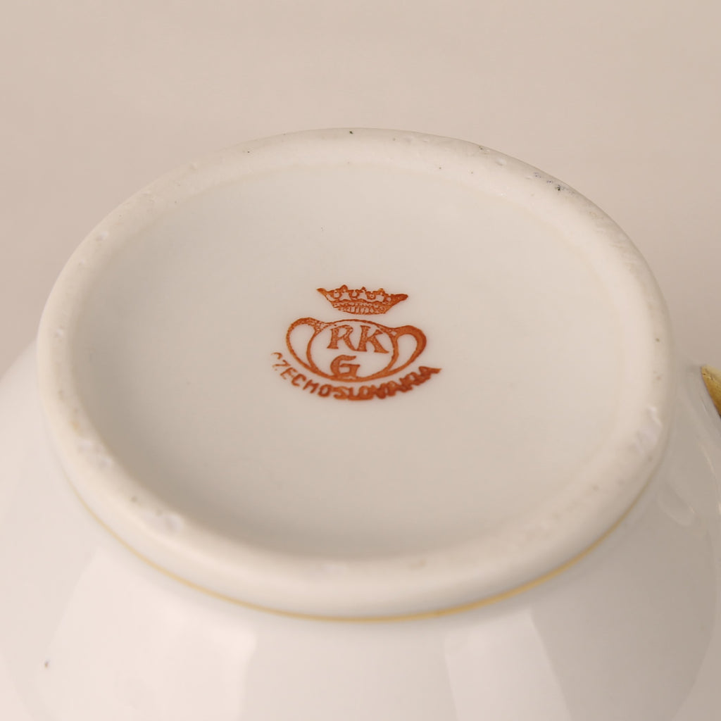 Boheems porseleinen theesetje met goudaccenten – Tsjechoslowakije, ca. 1920–1940