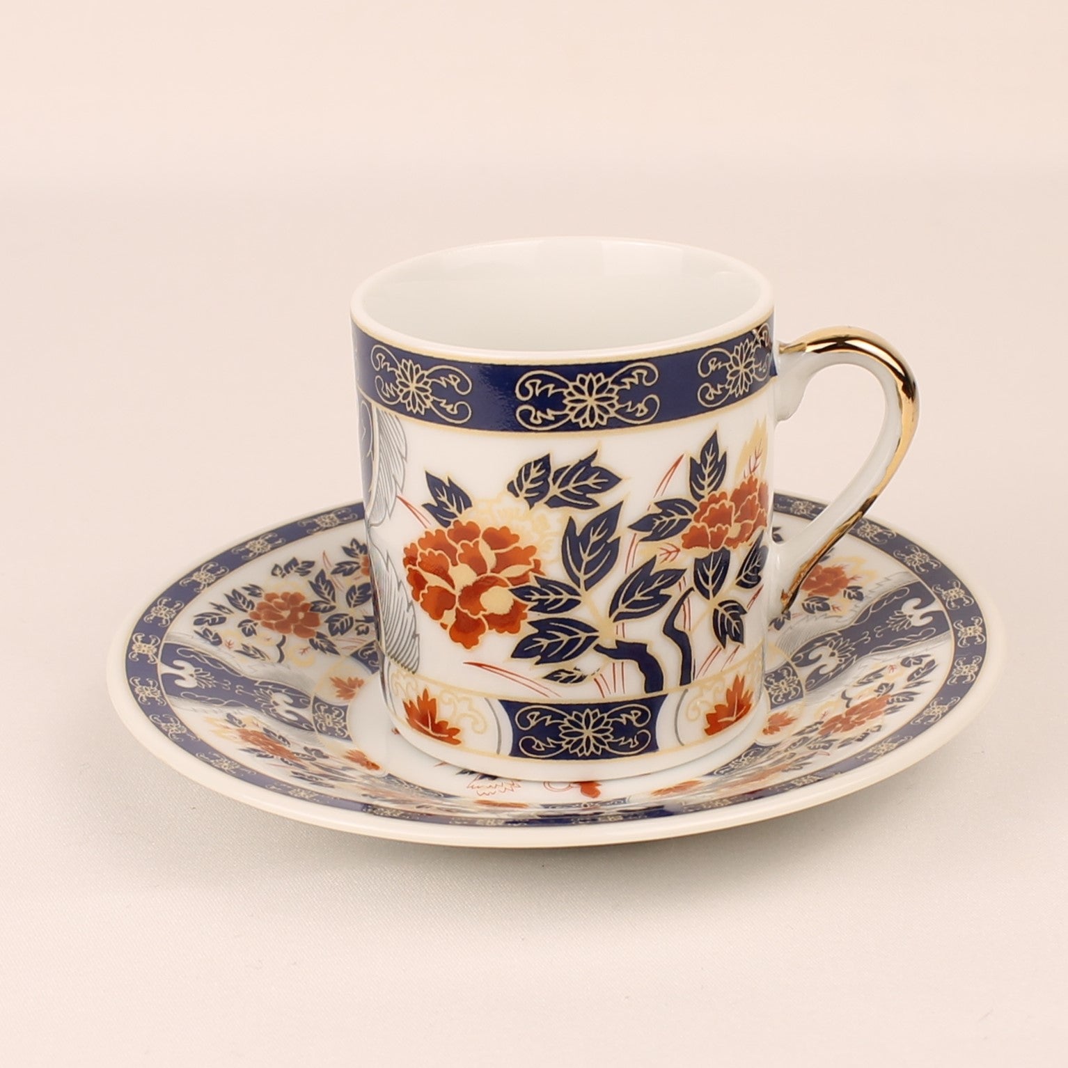 Aziatische Porseleinen Kop & Schotel met Imari-decor – Espressoformaat