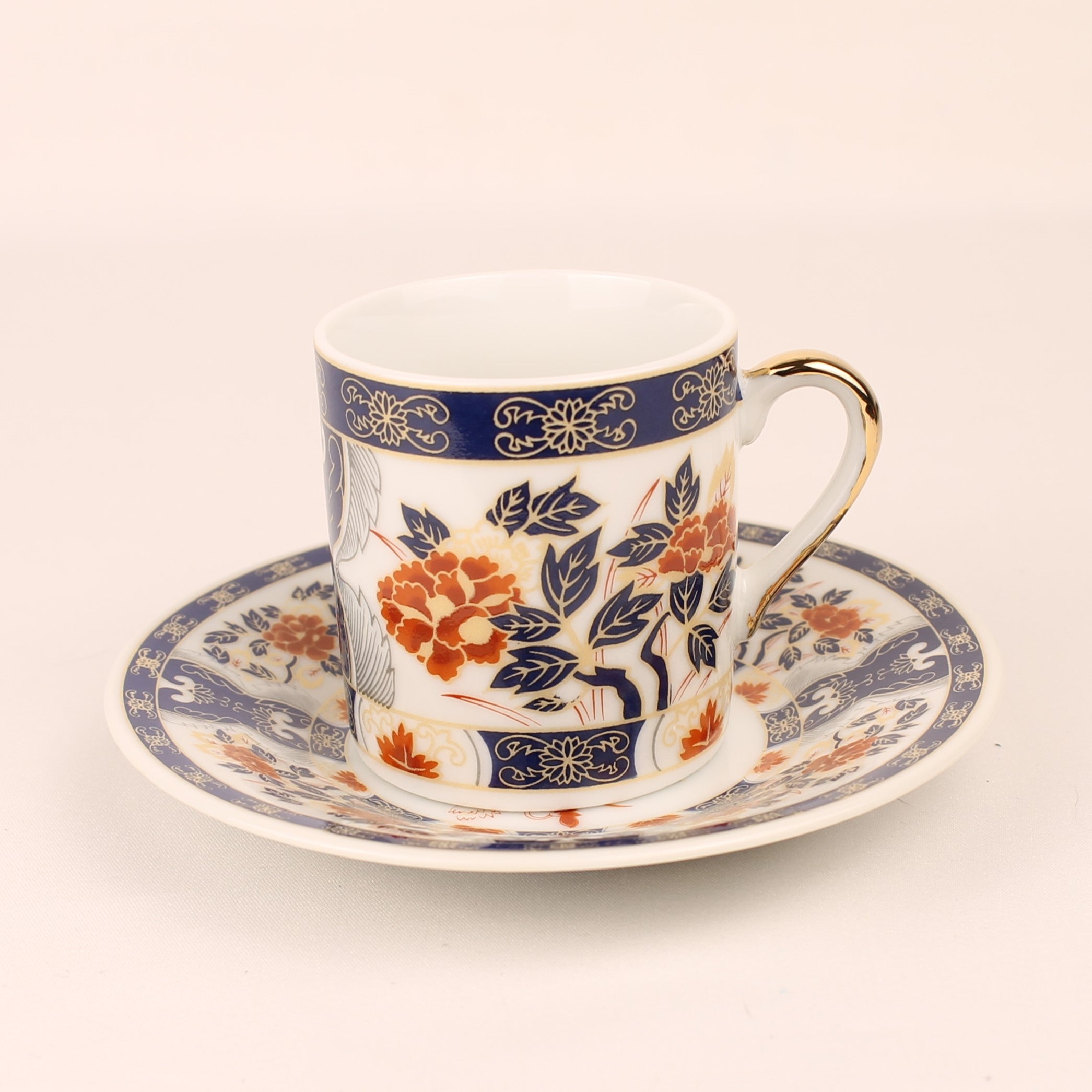 Aziatische Porseleinen Kop & Schotel met Imari-decor – Espressoformaat