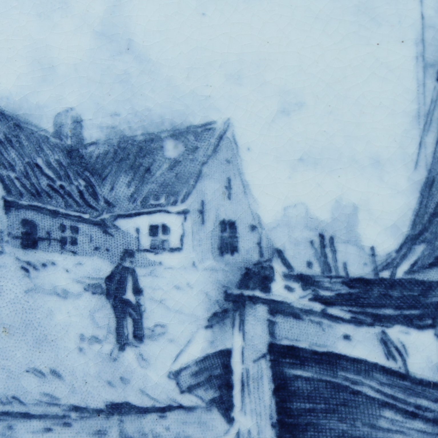 Decorative Wall Tile of Harbor with Sailboats | Delft Blue