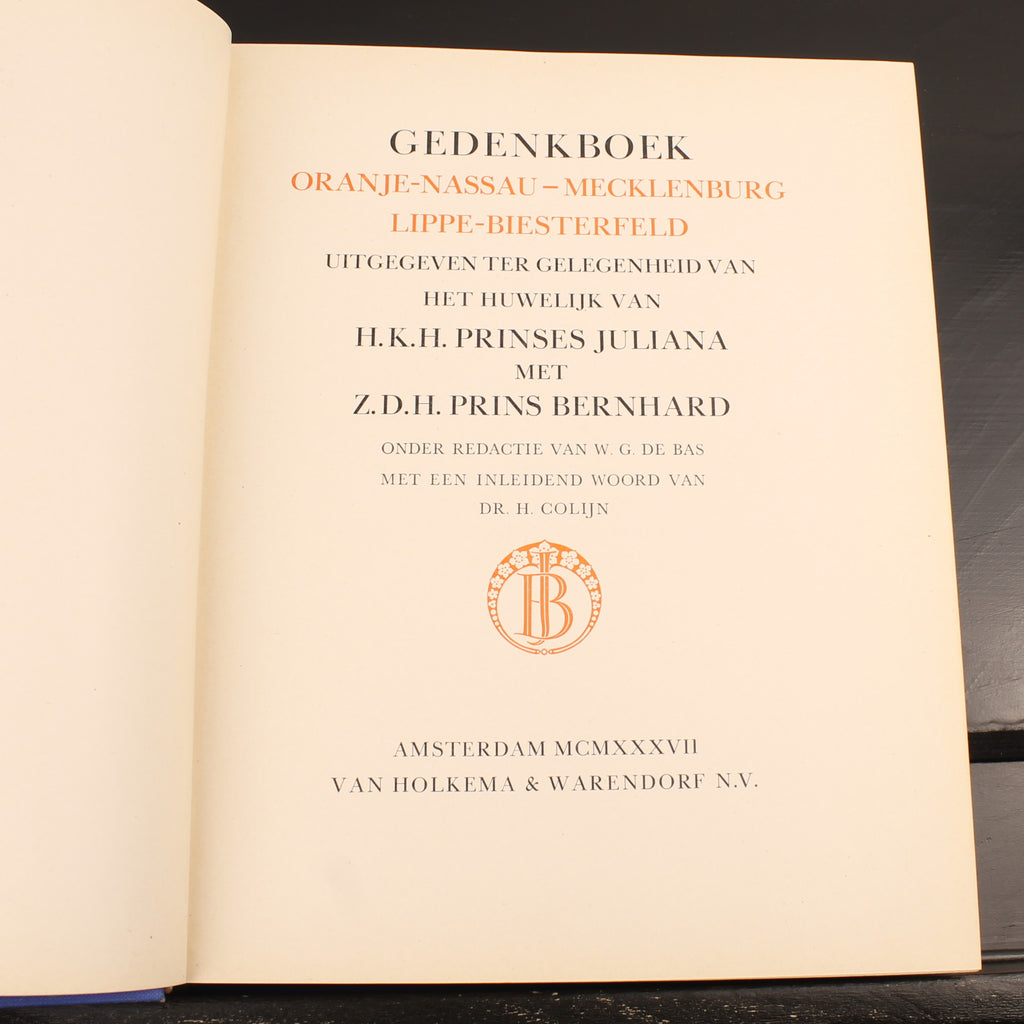Libro conmemorativo Oranje-Nassau | Boda de Juliana y Bernardo 1937
