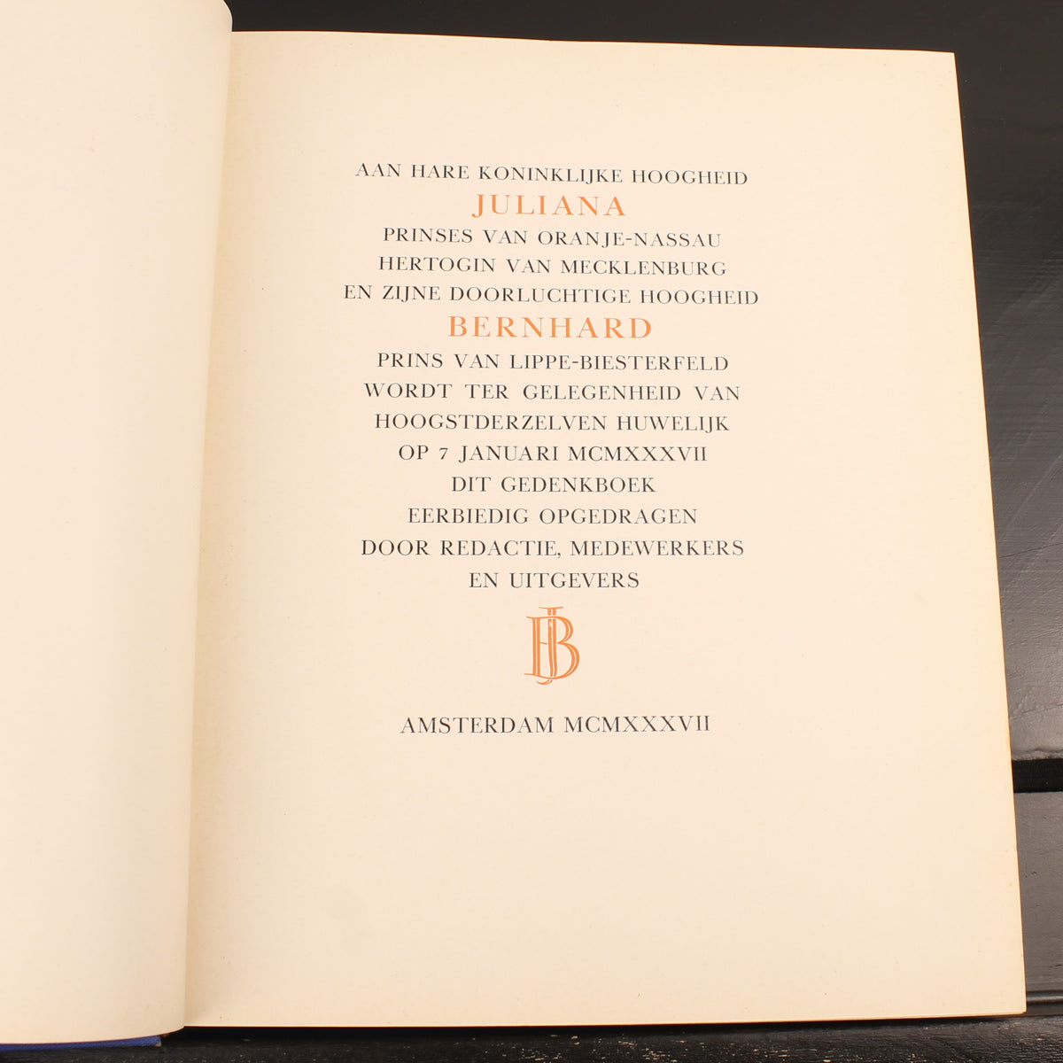 Libro conmemorativo Oranje-Nassau | Boda de Juliana y Bernardo 1937