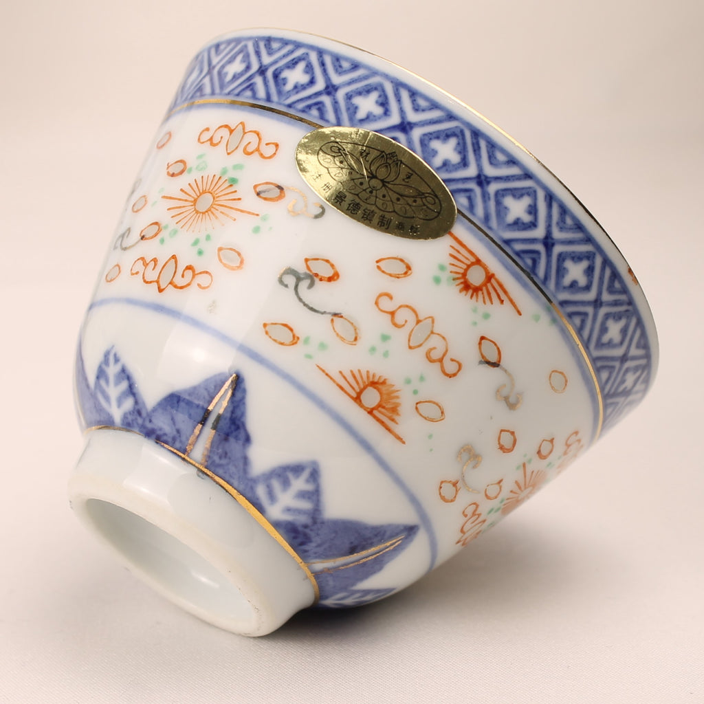 Chinees Porseleinen Theeservies – Rice Grain (Rijstkorrel) & Goudrand – Jingdezhen-stijl