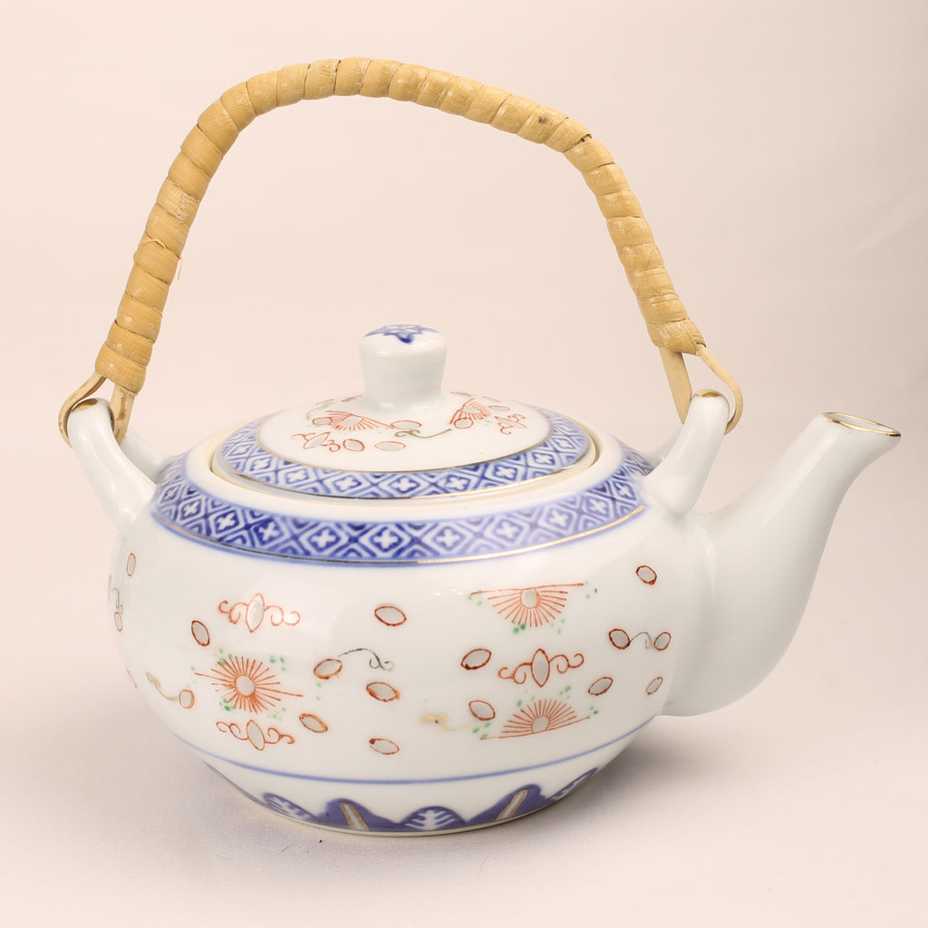 Chinees Porseleinen Theeservies – Rice Grain (Rijstkorrel) & Goudrand – Jingdezhen-stijl