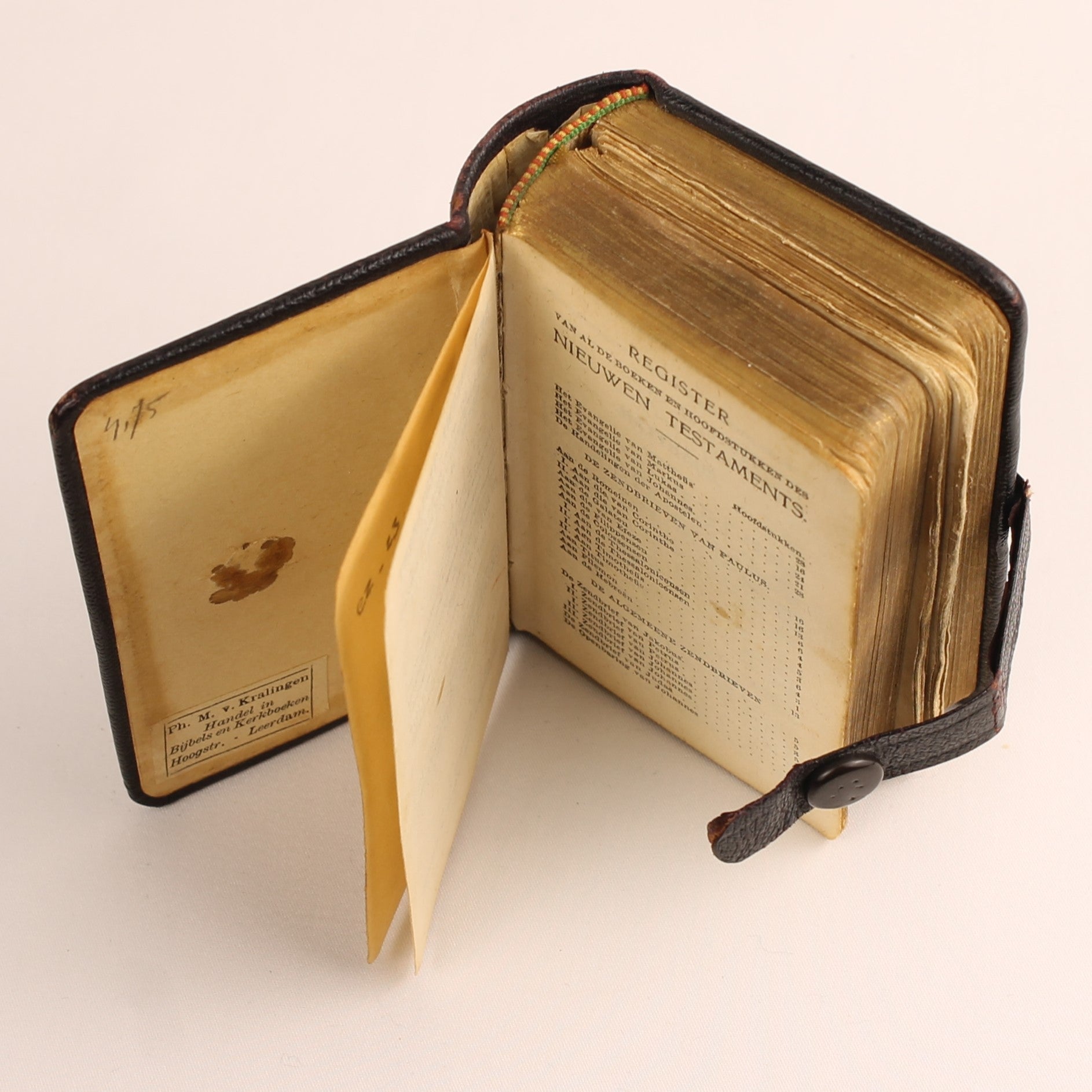 Bible de poche – Le Nouveau Testament – Gebr. Zomer & Keuning – Reliure en cuir avec fermoir – vers 1940