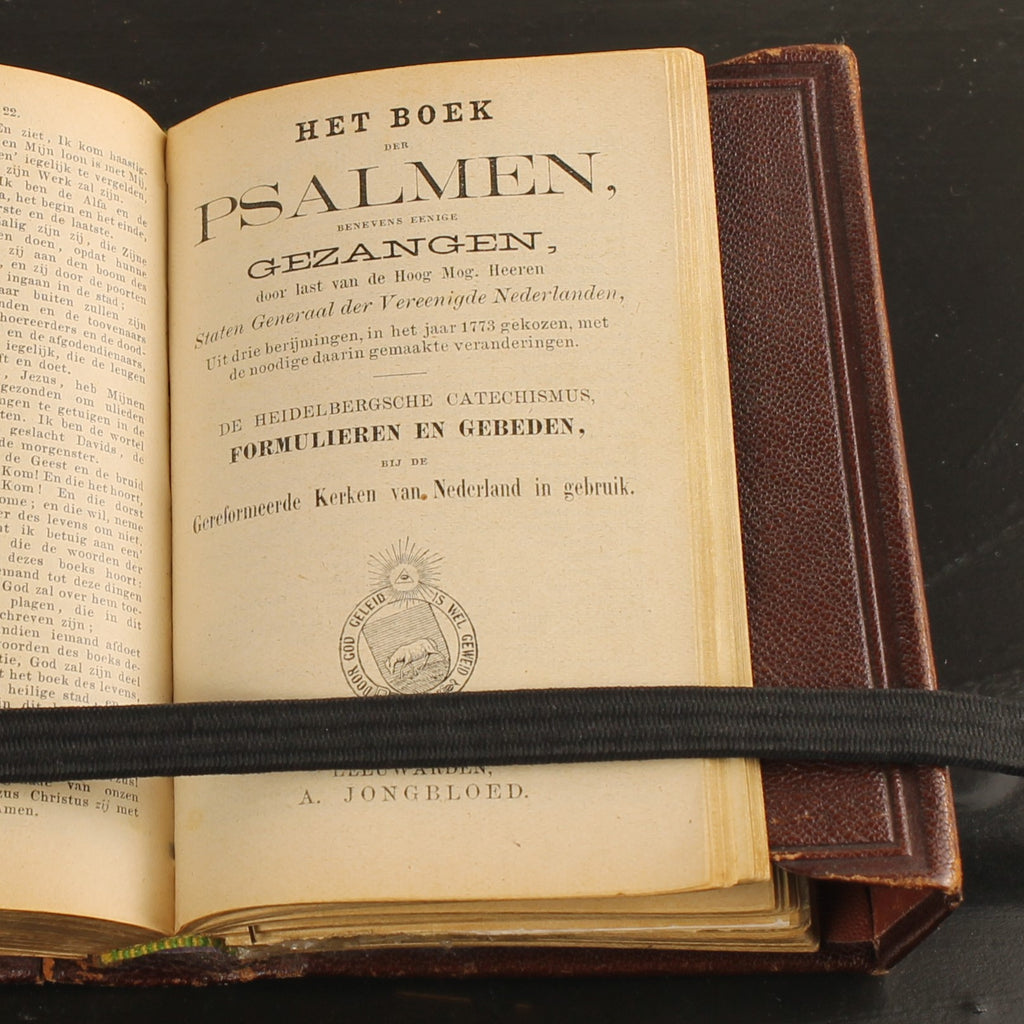 Antique Pocket Bible + Psalm Book (1773 versification) – A. Jongbloed Leeuwarden – leather overlap binding – 1911