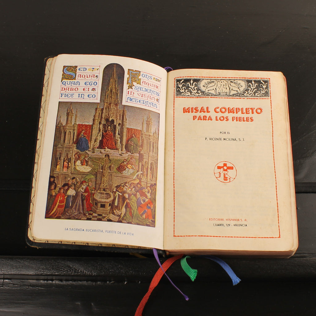 Misal Completo para los Fieles - Spaans Missaal 1958 Valencia - Leren Band met Goudsnede