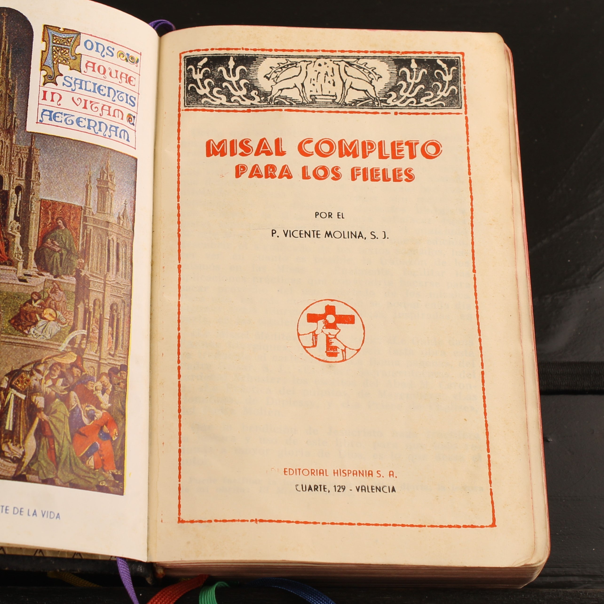 Misal Completo para los Fieles - Spaans Missaal 1958 Valencia - Leren Band met Goudsnede