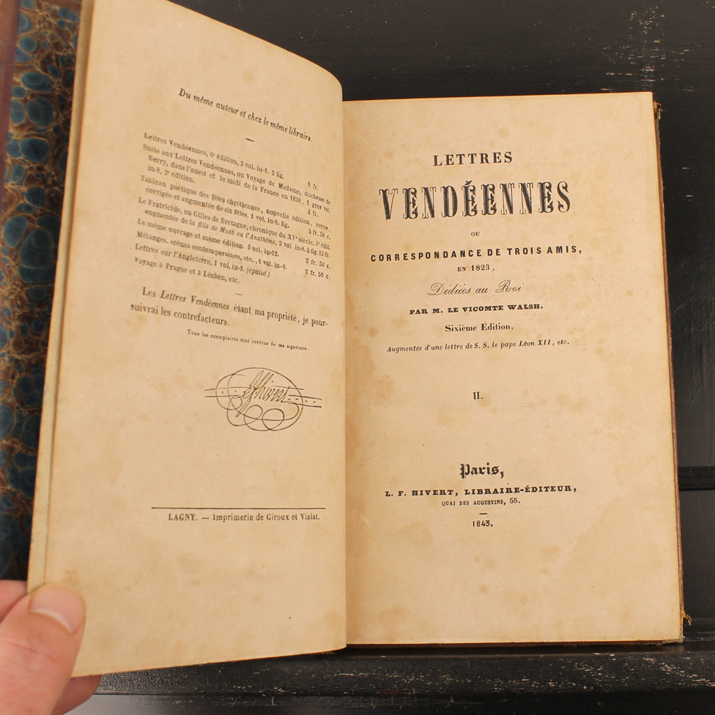 Lettres Vendéennes Deel 2 - Vicomte Walsh - Libraire-Éditeur, Parijs 1843